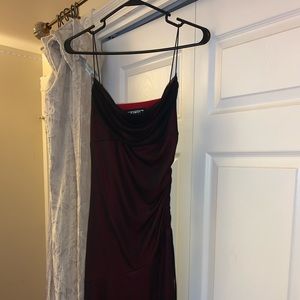 City triangles sheer prom red and black dress